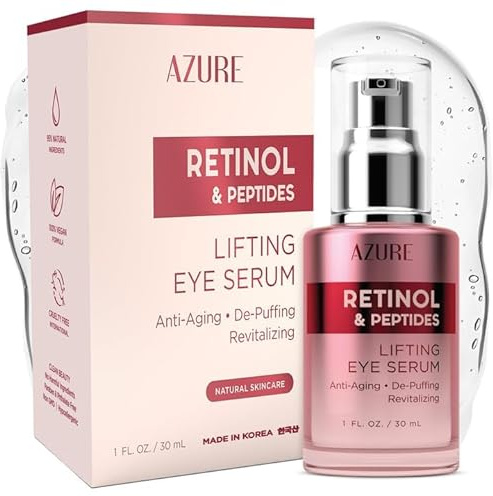 Azure Cosmetics Azure Retinol & Peptider lyftande ögonserum – anti-aging concealer, anti-puffiness och vitaliserande mörka cirklar – minskar rynkor, fina linjer och väskor under Retinol och