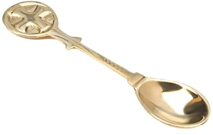 NKLaus 11cm cuchara de incienso de latón macizo de oro con grabado cuchara de incienso 2220
