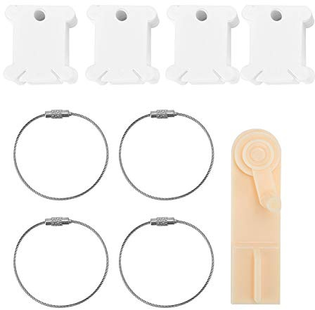Bobinas de hilo dental, juego de bobinas de hilo de plástico, bobina de hilo, tarjeta de hilo con enrollador de hilo y 4 anillos de hilo de hilo para bordar en punto de cruz (blanco)