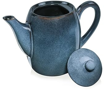 SÄNGER | Teekannen Darwin 2 tlg, Teapot mit Deckel, Tropfenfänger Teekanne Steingut, Kanne Hitzegeschützt, Warmhaltekanne Handmade, Tee Kanne für Losen Tee & Beuteltee Blau 1,3 L | PREMIUM COLLECTION