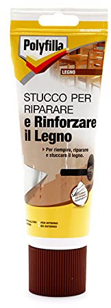 POLYFILLA STUCCO PER LEGNO, Ripara e rinforza il legno, Riempitivo per Interno ed Esterno, in Pasta GRIGIO CHIARO 330 GR