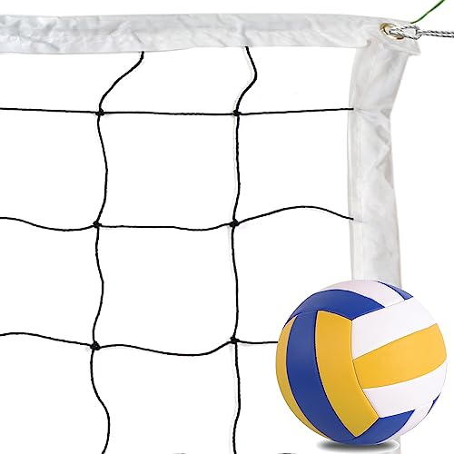 BlesMaller Set da Rete da Pallavolo & Pallavolo 9,5m X 1m Pallavolo Netto Portatile Rete da Beach Volley, Sportiva all'aperto per Piscina, Cortili- Senza Telaio