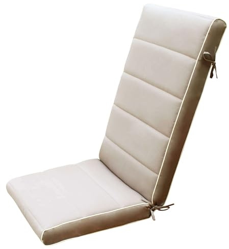 milani home - Cuscino Alto Beige Con Doppia Cucitura Per Sedia O Poltrona Per Esterno Idrorepellenti Resistente All'Acqua - Tortora