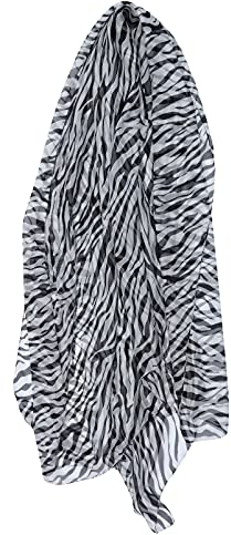 SOIMISS Zebra Schal Chiffon Schal Schal Wrap Tier Druck Hals Schals Frauen Drucke Schal Große Streifen Schals für Sommer Strand Reise 190X130cm
