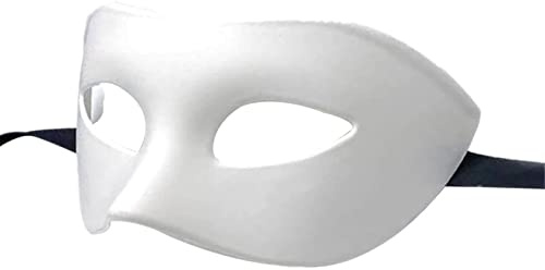 LECMACY Man Face Masquerade Mask for Venetian Greek Roman Party Mardi Gras Mask Design Mythological Greek Style, Fit for Halloween Christmas Mardi Gras Party (White)