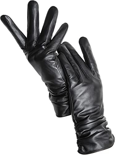 Damen Lederhandschuhe Winter Warm Plus Kurz Dünn Fahrfarbe Damen Lederhandschuhe