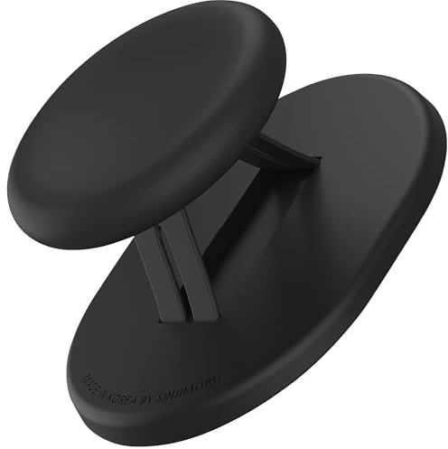 Sinjimoru Magnetic Phone Grip, Magnetic Phone Holder Compatible with MagSafe Stand, Ensuring Finger Comfort for iPhone 16 15 14 13 12, M-Mini Tok Black | M-Mini Tok, removable silicone finger holder, kickstand, fits iPhone 17-12