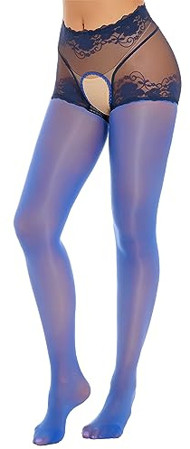 TiaoBug Damen Ouvert Strumpfhose Transparent Pantyhose Elegant Strumpfwaren Tanzstrumpfhose Gogo Outfits Clubwear