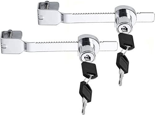 Litensh Lot de 2 Verrou de scie coulissante avec clé différente, serrure vitrine verrou verre, serrures vivarium, serrures terrarium, verrou à cliquet pour porte en verre