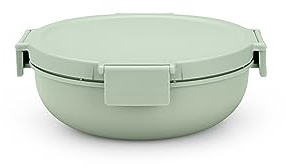 Brabantia - Make & Take Salad Bowl 1.3L - Removable Tray for Toppings & Dressing - Airtight Closure - Leakproof - Secure Click Closing - Suitable for Freezer - Dishwasher & Microwave Safe - Jade Green
