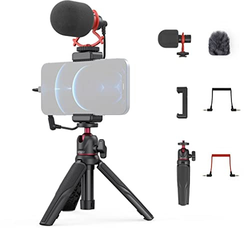 Smartphone Video Kit with Tripod Microphone LED Light Cold Boot Installation Desktop Mini Tripod Selfie Stick (Color : A Size