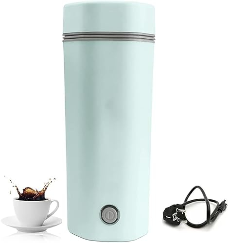 Mini bouilloire électrique de voyage-Coupe d'eau électrique 350 ml- tasse Chauffage thermos 3 en 1- revêtement en acier inoxydable 304- arrêt automatique (Green)