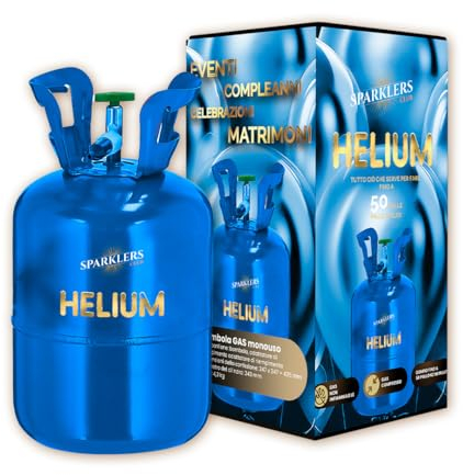 SPARKLERS CLUB Station de Gonflage pour 50 ballons Hélium 99,9% de gaz - Bonbonne Jetable Recyclable capacité 0,40m3 Idéale pour des Anniversaires, Mariages et Baptêmes (50 Ballons)