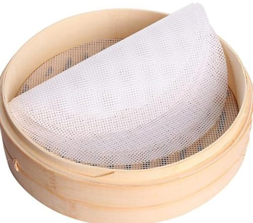 Leadigol 10 Stück 25 cm Silikon-Dampfgarer-Einlagen, runde Silikon-Dampfgarer-Matte, antihaftbeschichtet, Netzmatte, wiederverwendbar, gedämpfte Brötchen, Knödel, Backen, Gebäck, Dim Sum Mesh, für
