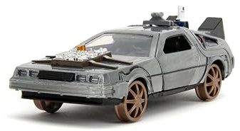 Jada Back to The Future Part III 1:32 Time Machine Rail Wheels Die-Cast Car, Toys for Kids and Adults