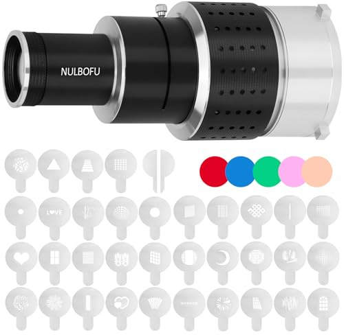 Bowens Mount Spotlight Conical Optical Snoot kit, Photography Studio Lighting Accessory with 34 Gobos & 5 Color Filters Compatible for Aputure Amaran Godox Neewer LED Video Speedlite Light