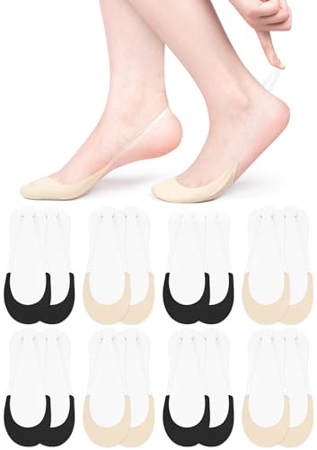 Becellen 8 Paar Ballerina Socken Damen, Low Cut Socks Invisible Füßlinge Unsichtbare Halbsocken mit Transparent TPU Sling No Show Slingback-Socken
