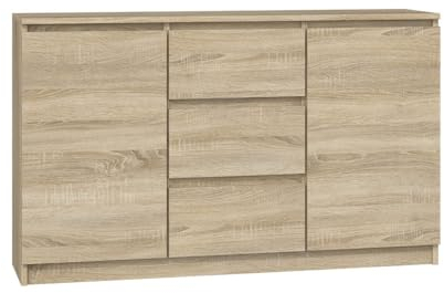 Ibonto Eckkommode Kommode mit 2 Türen und 3 Schubladen -Elegantes & Praktisches Design (Sonoma-Eiche)