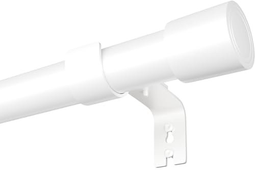 Bastoni e binari per tende argentati per tende con occhielli, finestre, soggiorno, bagno, camera da letto (bianco, 70-125 cm)