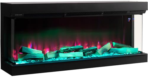 INMOZATA Electric Fireplace 50''/125cm Insert Media Wall Fire with Multi Flame Effect and LED Backlight, 7day Programmable, Sound Effects, Remote&APP Control