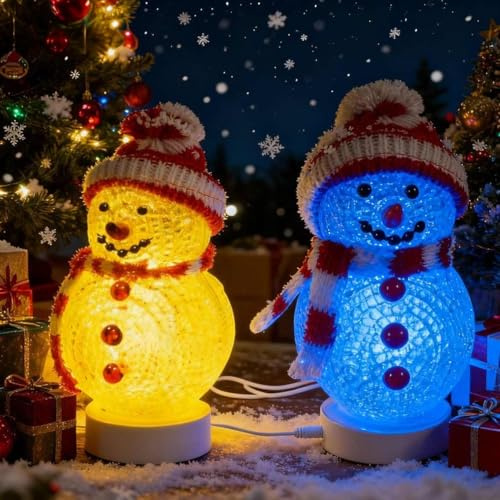 Angoily 2Stücke Schneemann Nachtlichter LED Mit Hut USB Nachtlicht Weihnachtslicht Tischlampe Tischlicht Dekorative Nachtlichter Kinder Nachtlicht