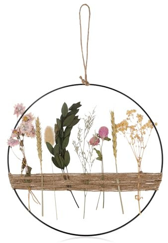 Aomhrek Dried Flower Wreath (30x30 cm), Natural Dried Flower Door Wreath, Spring and Summer Floral Garland for Home, Wedding, Party, Wall and Door Decoration