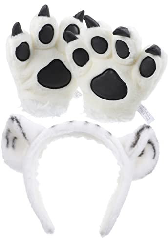 LIFKOME 1satz Kuschelige Tierhandschuhe Mit Kopfband Warmes Für Winter-cosplay Furry Tiger- -mitts Für Partys Und Rollenspiele Hochwertiger Plüsch