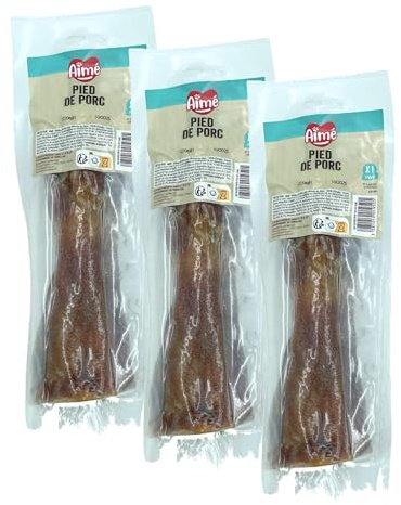 Aimé | Pied de Porc | Nourriture pour Chiens | Friandise pour Chien Riche en Protéines et Collagène | Favorise l'Hygiène et Santé du Chien | Idéal pour la Mastication | Ingrédient Unique Naturel
