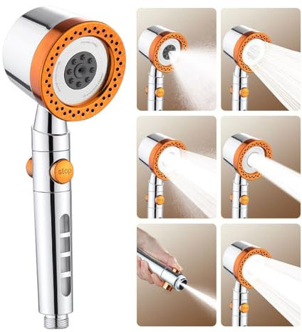 Octonyluck Alcachofa de Ducha Alta Presión, Alcachofa Ducha Alta PresióN con 6 Funciones de Chorro, Alcachofa de Ducha con 3 Filtro, Cabezal Ducha Antical