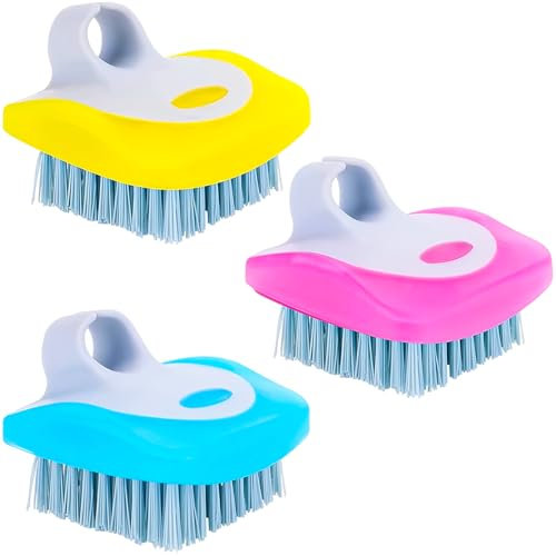 3 PCS Vegetable Brushs Potato Scrubber Brush Finger Grip Dish Brush Scrubbing Brushes Fruit Cleaning Tool Non Slip Grip Cleaning Tools for Kitchen Washing Fruit Carrots Mushrooms