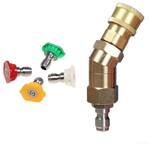 5 Stück Hochdruckreiniger-Düsenadapter, Reinigungsschlauch-Schnellanschluss, 360° verstellbarer Winkel, mit 1 Anschluss und 4 Düsen