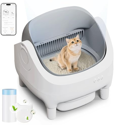 TRIUMPHKEY katzenklo selbstreinigend,XXL Katzenklo,App-Steuerung,offenes selbstreinigendes Katzenklo,für große Katzen bis 15 kg,15-tägige Selbstreinigung,selbstreinigendes Katzenklo für mehrere Katzen
