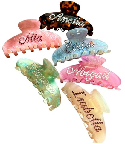 Clip per capelli con nome personalizzato - Clip per capelli con strass e perle personalizzate | Regalo per la proposta di damigella | Regalo di compleanno per BFF e fidanzata