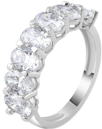 Freundschaftsringe Weissgold 14K, Freundschaftsringe Freundinnen Elegant mit Ovalschliff Moissanit Größe 52 (16.6)