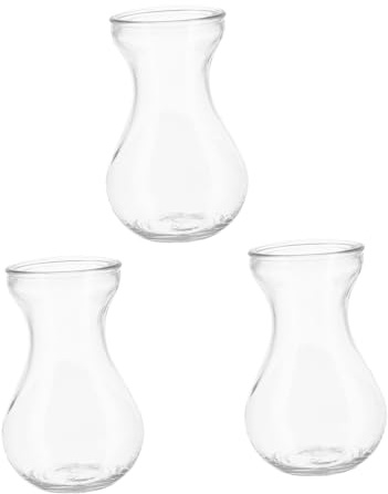 HAMPPLIES 3PCS Clear Glass Mini Vases Set for Home Office Events Transparent Small Plant Holders for Hydroponic Flowers Easy-clean Decorative Bulb Containers Versatile Tabletop Propagation