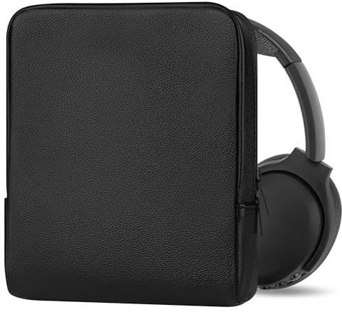 Geekria Elite Headphones Pouch, Soft Shell Replacement Protective Travel Carrying Bag with Cable Storage, Compatible with Bose QC Ultra II, JBL Tour ONE M2, B&O Beoplay H95 (Black)