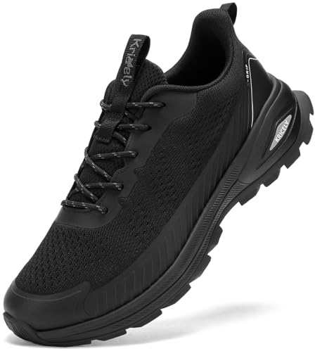 Kricely Zapatillas Running Hombre Zapatos Deporte Correr Jogging Caminar Bambas Zapatillas de Trekking （Negro 41）