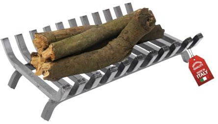 MOHOME Brucialegna per Camino in Ferro Battuto Nero Made in Italy 11 Barre Griglia 40x25x10 cm Braciere per Camino Poggia Legna Piedi Rialzati Portalegna per Caminetti Accessori Attrezzi Camino