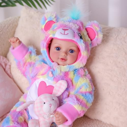 BABESIDE 17 Pollici Bambole Bambina Realistica – Adorabile Pupo Bambola Neonata Sorridente, Corpo Morbido Bambolotto con Vestito & Accessori, Giocattolo per Bambini 3+