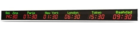 Horloge mondiale numérique LED 20W, horloge multi-fuseaux horaires en alliage d'aluminium avec longueur d'onde 620-625nm for banque d'hôtel Modes multiples(5 cities)
