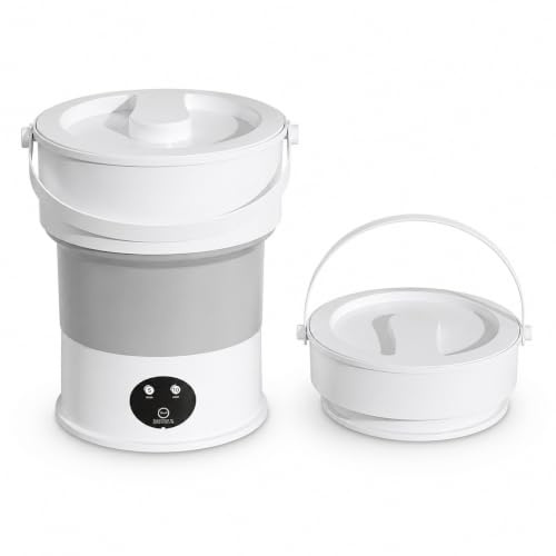 MEESOGA Foldable Mini Washing Machine 5L – Portable Mini Travel Washing Machine with 2 Wash Modes & Timer – Compact, Quiet & IPX4 Waterproof Camping Washer for Underwear, Socks, Baby Clothes & Bra