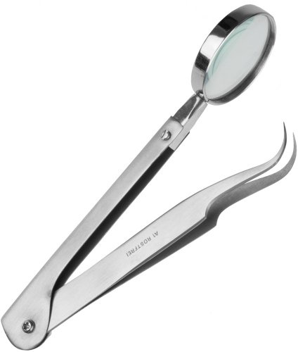 May Lupenpinzette Zeckenpinzette mit Lupe 13,5 cm Notfall-Set Edelstahl | Praktische Zeckenpinzette mit integrierter Lupe zur präzisen und sicheren Notfallversorgung
