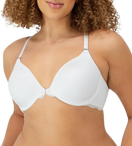 Maidenform Women's Pure Genius Soutien-Gorge Dos Nageur Dentelle Ouverture Devant Full Cup Plain Bra, Blanc (White), 36D (Manufacturer Size: 95D)