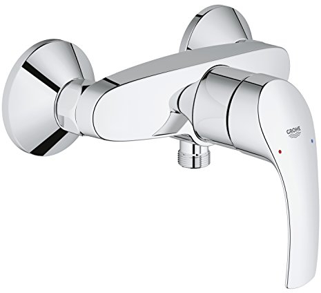 GROHE Eurosmart, Badewannenarmatur (Duscharmatur für die Badewanne, Mischbatterie mit automatischer Umstellung Wanne/Brause, mit integriertem Rücklaufventil, S-Anschlüsse) chrom, 33555002