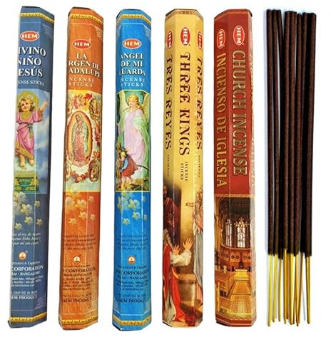 HEM Assortiment d'encens Religieux catholique. Lot de 100 batons (5 parfums) Marque