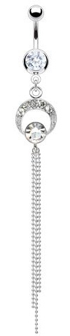 Paula & Fritz® Bauch-nabelpiercing Fantasiemuster Anhänger Ketten Zirkonia farblos Regenbogen-bunt 316L Chirurgenstahl Banane Bauch-Piercing Bananabell Nabel-Piercing