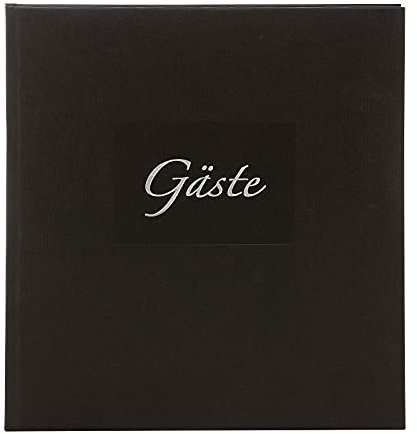 goldbuch 48045 Gästebuch Seda, Fotobuch 23,5 x 24,5 cm, Trauergästebuch mit 100 weiße Blankoseiten Schreibpapier 170 g / m2, Einband Kunstdruck gerippt mit Silberprägung, Schwarz