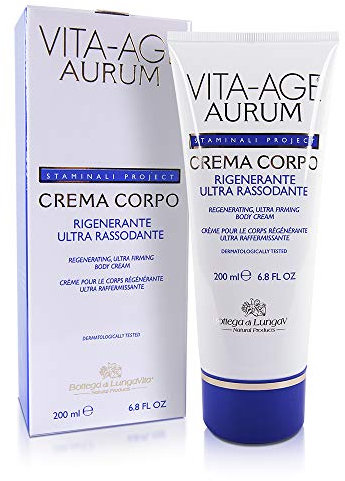 Bottega di LungaVita Crema Corpo Rigenerante Rassodante - Crema Corpo rassodante nutritiva per contrastare il rilassamento delle zone del corpo, a base di collagene + acido ialuronico - Tubo da 200 ml