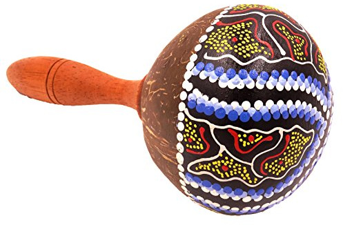 BALI PAPAYA Maracas Coco Artesanal Madera Carnaval Instrumento Percusión Pintado