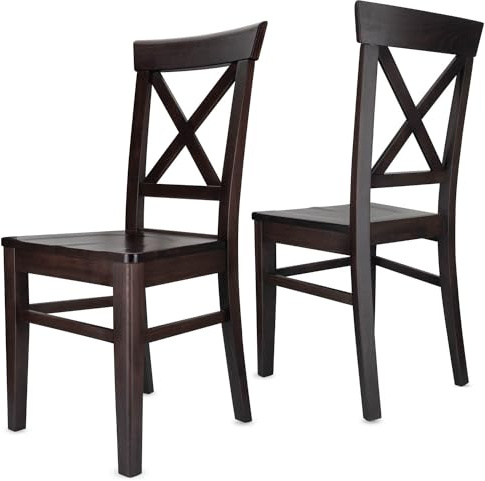 Staboos Esszimmerstühle 2er Set Massivholz Kernbuche, Wenge CH24 | bis 150 kg belastbar, fertig montiert, 100% Voll, Küchenstühle & Esstisch Stühle, für Wohnzimmer & Esszimmer